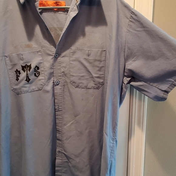 Full throttle saloon sturgis button down mens . Short sleeve. Sz xl blue - Picture 7 of 10